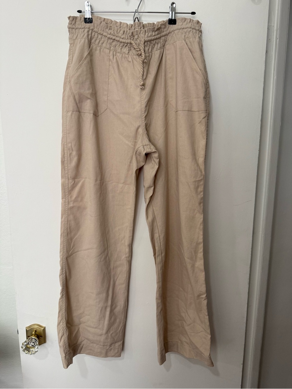 Ci Sono Casual Drawstring Chino Pants in Light Tan
